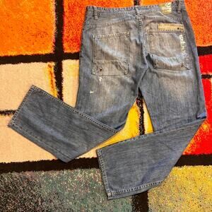 Ecko Unlimited Y2K Slim Straight Utility Sz36 Washed Denim Jeans